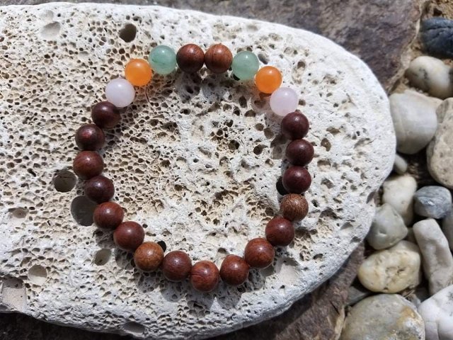 Náramek s Růženínem, Karneolem a avanturinem > varianta Dámská a dětská