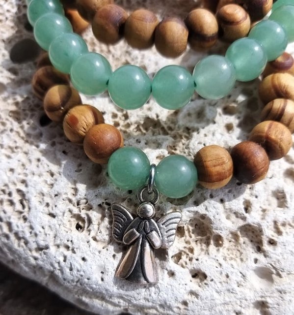 Set dřevěných náramků s avanturínem > varianta Dámská a dětská