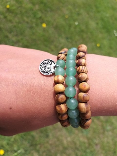 Set dřevěných náramků s avanturínem > varianta Dámská a dětská