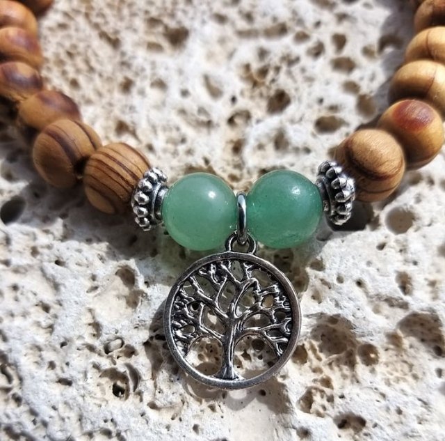 Set dřevěných náramků s avanturínem > varianta Dámská a dětská