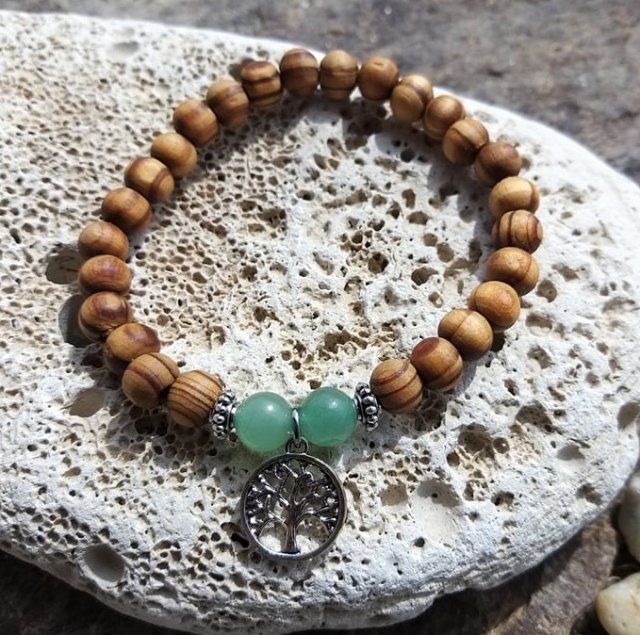 Set dřevěných náramků s avanturínem > varianta Dámská a dětská