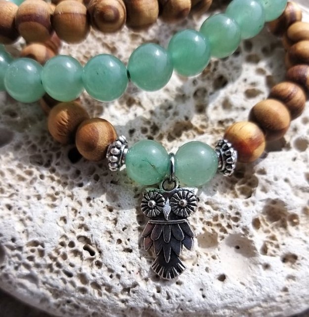 Set dřevěných náramků s avanturínem > varianta Dámská a dětská