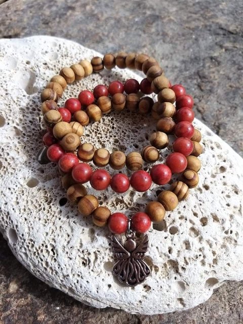 Set dřevěných náramků s Korálem > varianta Pánská, dámská, dětská