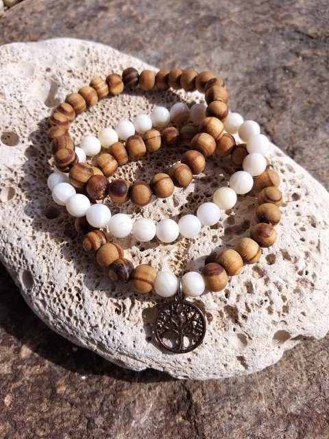 Set dřevěných náramků s perletí > varianta Pánský,dámský, dětská