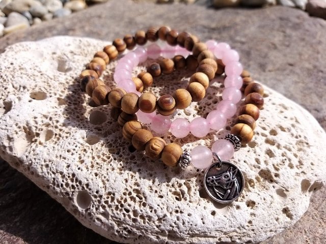 Set dřevěných náramků s růženínem > varianta pánský, dámský, dětský