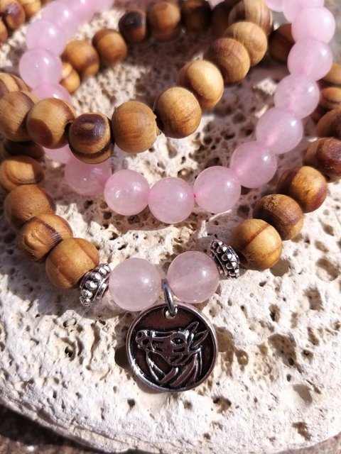 Set dřevěných náramků s růženínem > varianta pánský, dámský, dětský