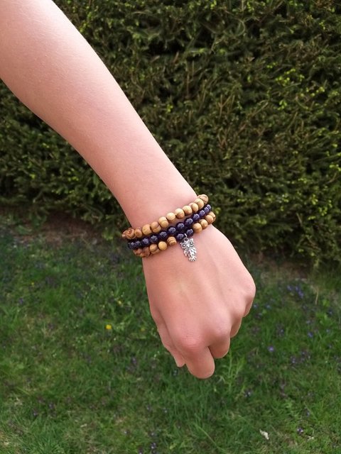 Set dřevěných náramků s ametystem > varianta PÁNSKÁ,DÁMSKÁ,DĚTSKÁ