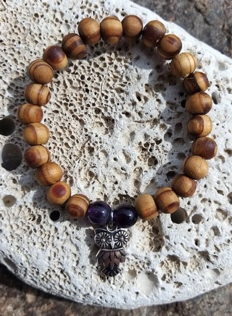 Set dřevěných náramků s ametystem > varianta PÁNSKÁ,DÁMSKÁ,DĚTSKÁ