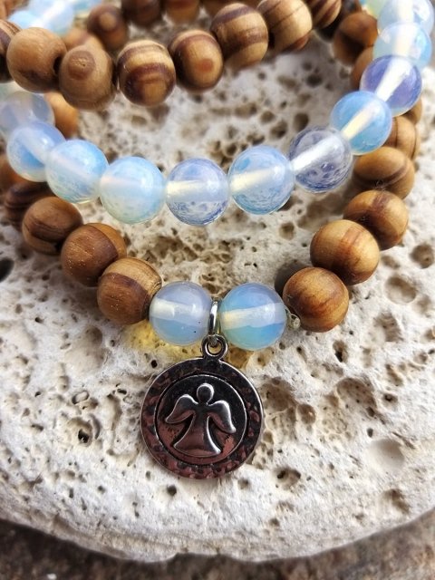 Set dřevěných náramků s měsíčním kamenem > varianta pánská, dámská, dětská