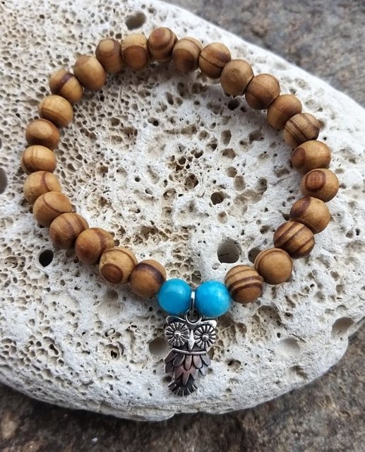 Set dřevěných náramků s amazonitem > varianta PÁNSKÁ, DÁMSKÁ, DĚTSKÁ