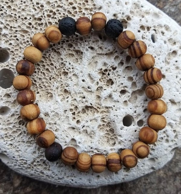 Lávový náramek se dřevem > varianta PÁNSKÁ, DÁMSKÁ, DĚTSKÁ