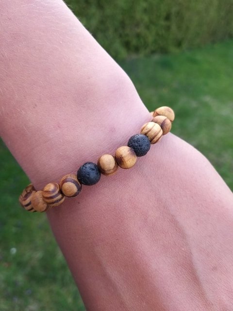 Lávový náramek se dřevem > varianta PÁNSKÁ, DÁMSKÁ, DĚTSKÁ