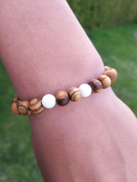 Perleťový náramek se dřevem > varianta PÁNSKÁ, DÁMSKÁ, DĚTSKÁ