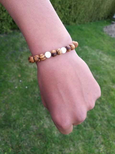 Perleťový náramek se dřevem > varianta PÁNSKÁ, DÁMSKÁ, DĚTSKÁ