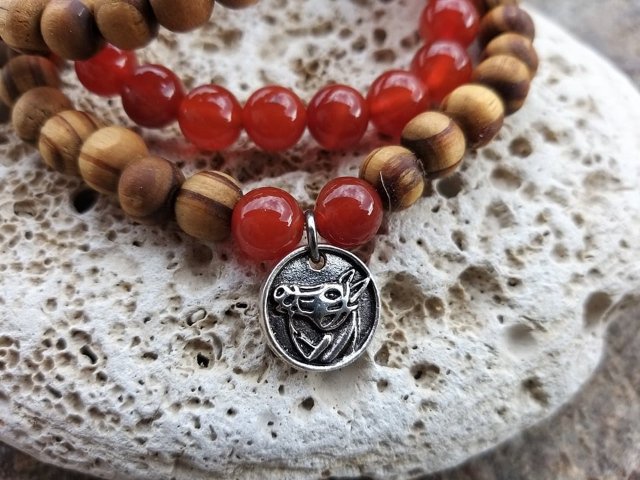 Set dřevěných náramků s karneolem > varianta PÁNSKÁ, DÁMSKÁ, DĚTSKÁ