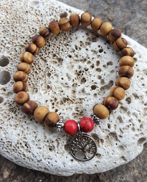 Set dřevěných náramků s Korálem > varianta PÁNSKÁ, DÁMSKÁ, DĚTSKÁ