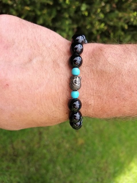 Pánský náramek z onyxu s budhou > varianta pánský