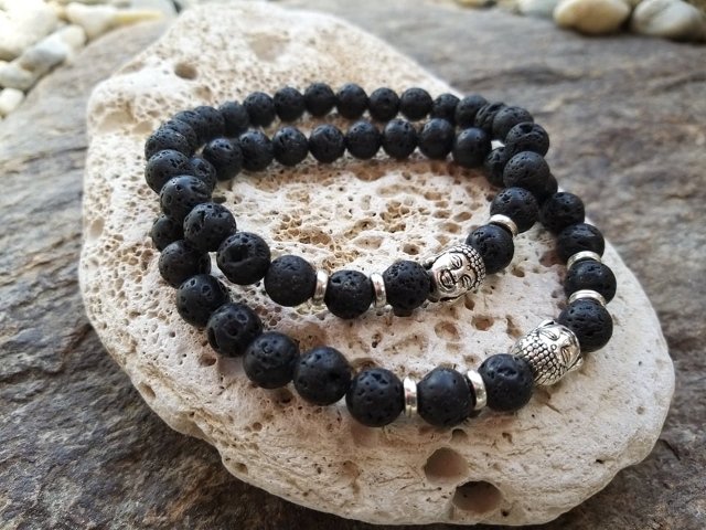 Pánský náramek z lávy s budhou > varianta pánský