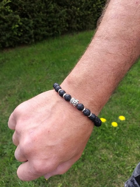 Pánský náramek z lávy s budhou > varianta pánský