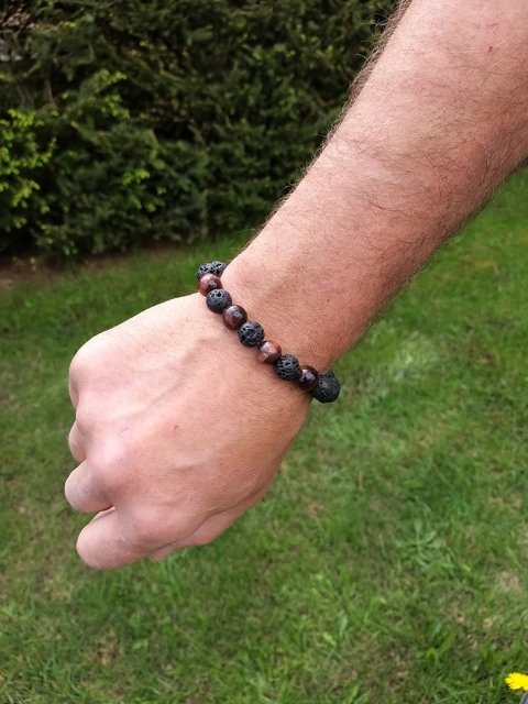 Pánský náramek z lávy s býčím okem > varianta pánský