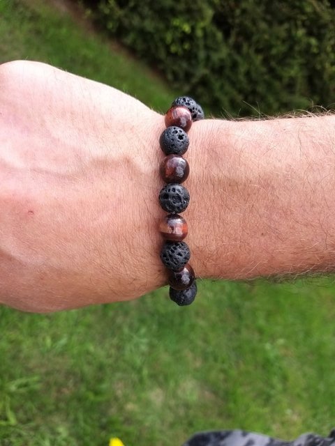 Pánský náramek z lávy s býčím okem > varianta pánský