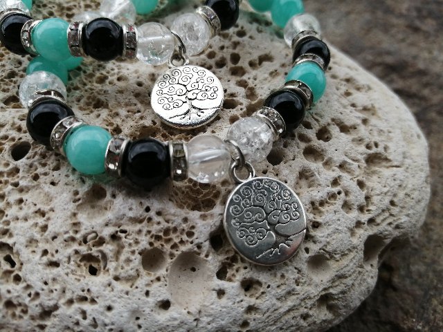 Náramek se stromem života - Onyx,amazonit,křišťál > varianta PÁNSKÁ, DÁMSKÁ, DĚTSKÁ