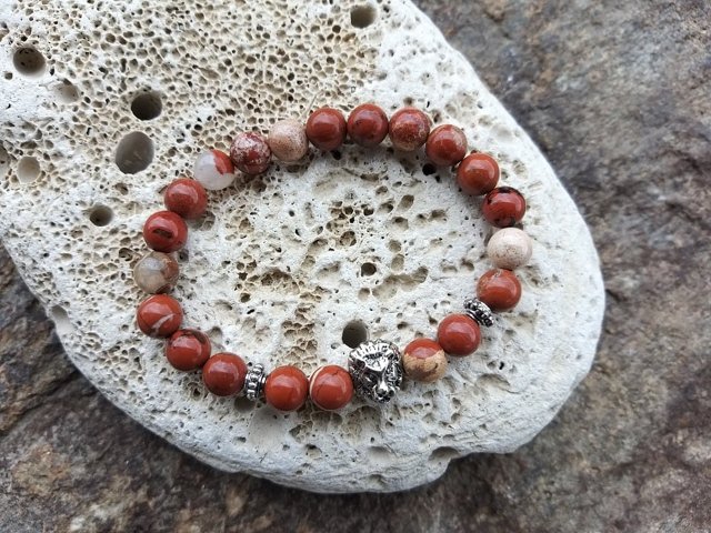 Jaspisový náramek s lví hlavou > varianta PÁNSKÁ, DÁMSKÁ, DĚTSKÁ