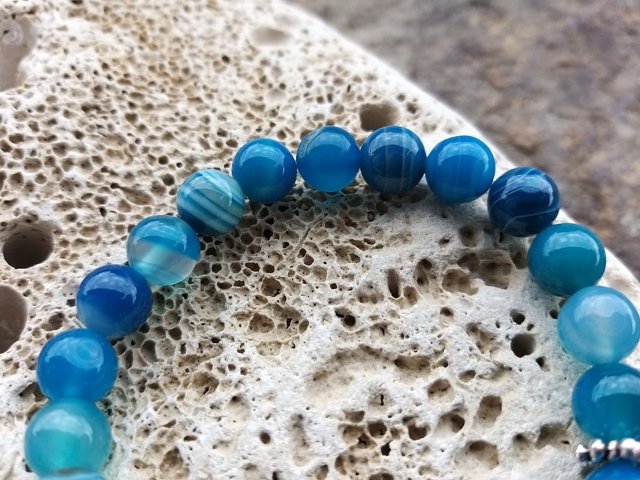 Náramek s rukou fatimy - Achát modrý > varianta PÁNSKÁ, DÁMSKÁ, DĚTSKÁ