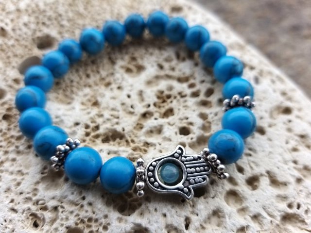 Náramek s rukou fatimy - Tyrkys > varianta PÁNSKÁ, DÁMSKÁ, DĚTSKÁ
