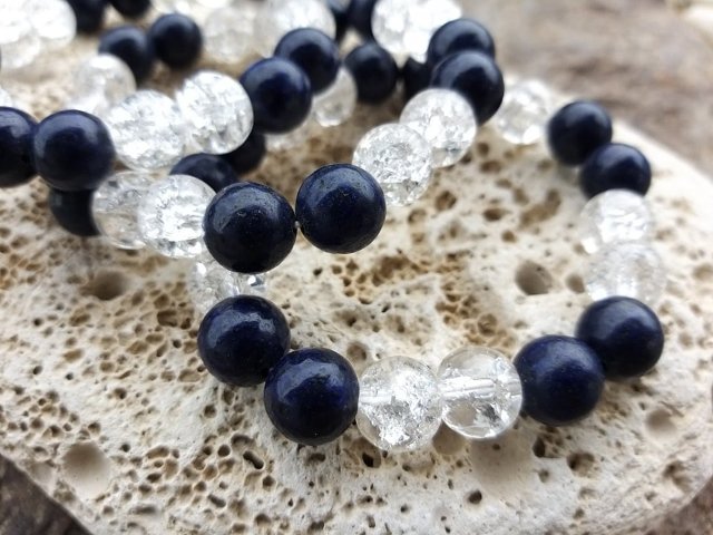 Náramek z praskaného křišťálu a lapisu > varianta PÁNSKÁ, DÁMSKÁ, DĚTSKÁ