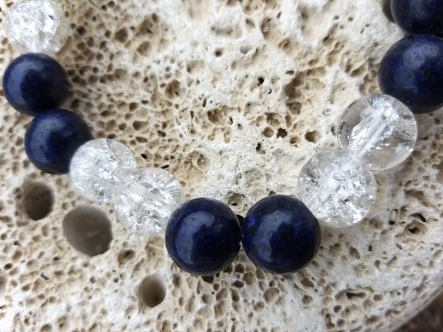 Náramek z praskaného křišťálu a lapisu > varianta PÁNSKÁ, DÁMSKÁ, DĚTSKÁ