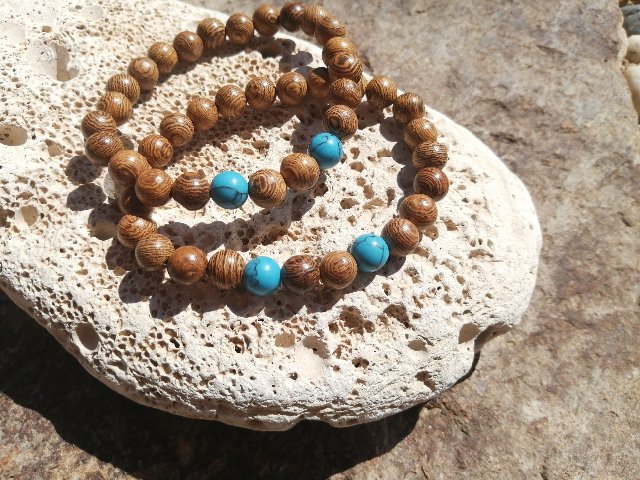 Dubový náramek s tyrkysem > varianta PÁNSKÁ, DÁMSKÁ, DĚTSKÁ