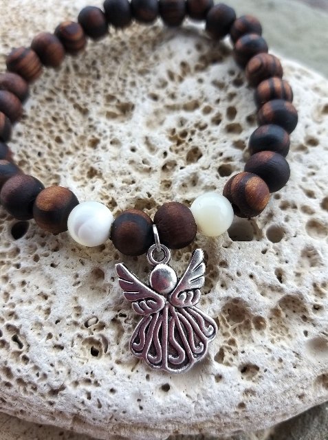 Náramek z ořešáku s perletí > varianta PÁNSKÁ, DÁMSKÁ, DĚTSKÁ