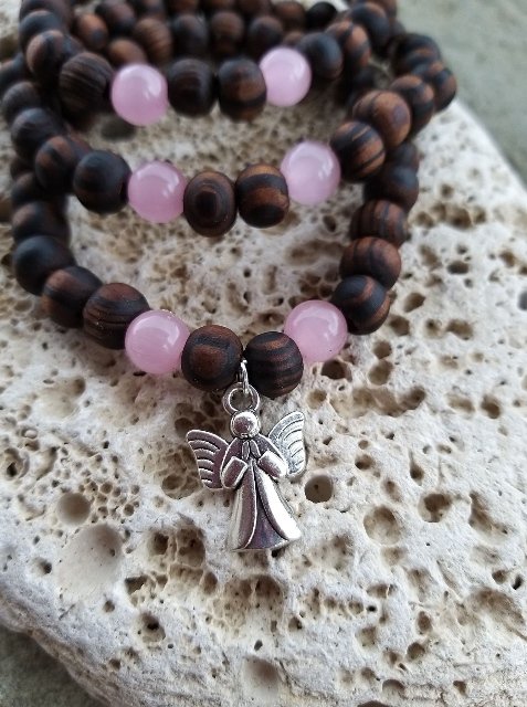 Náramek z ořešáku s růženínem > varianta PÁNSKÁ, DÁMSKÁ, DĚTSKÁ