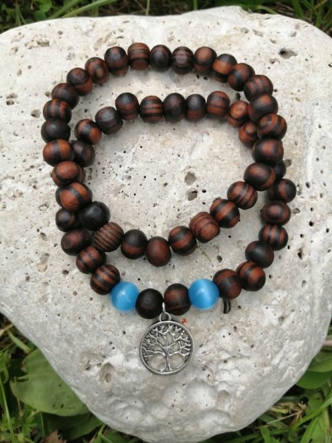 Dřevěný náramek s modrým ulexitem > varianta PÁNSKÁ, DÁMSKÁ, DĚTSKÁ