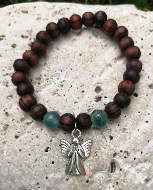 Dřevěný náramek s Achátem > varianta PÁNSKÁ, DÁMSKÁ, DĚTSKÁ