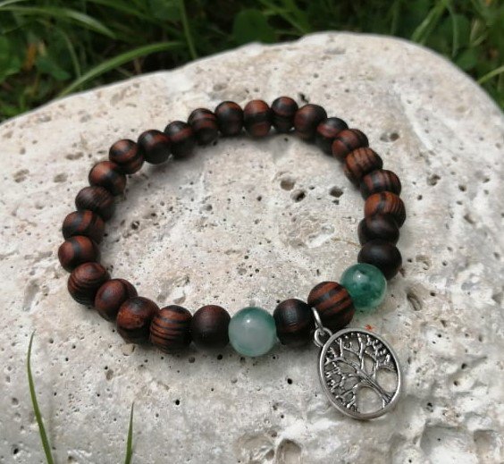 Dřevěný náramek s Achátem > varianta PÁNSKÁ, DÁMSKÁ, DĚTSKÁ