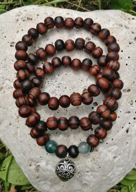 Dřevěný náramek s Achátem > varianta PÁNSKÁ, DÁMSKÁ, DĚTSKÁ