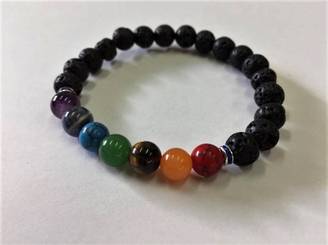 Čakrový náramek s Lávou > varianta 1. obvod 14 cm-dětská velikost