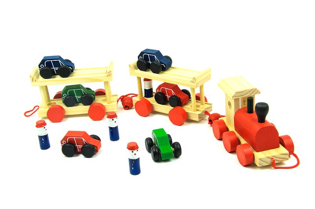 Dřevěný vlak s autíčky > varianta autíčka
