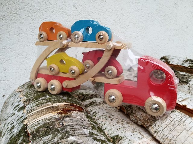 Nákladní auto s malými auty > varianta barevné