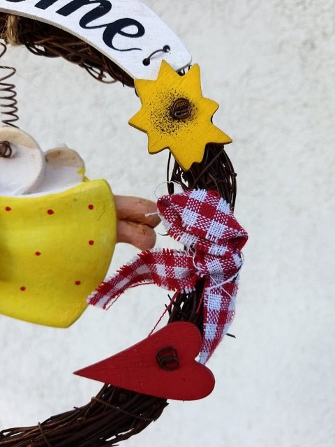 Vánoční věnec na dveře > varianta anděl