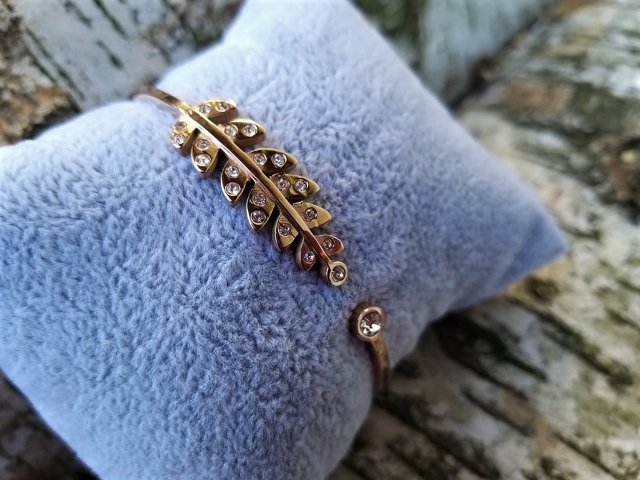 Červený náramek ve tvaru kapradí > varianta Chirurgická ocel