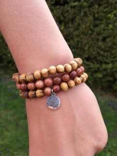 Set dřevěných náramků se zlatým avanturýnem > varianta pánská, dámská, dětská