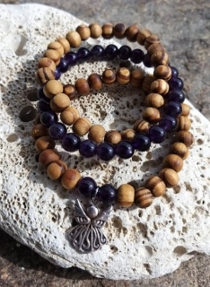 Set dřevěných náramků s ametystem > varianta PÁNSKÁ, DÁMSKÁ, DĚTSKÁ