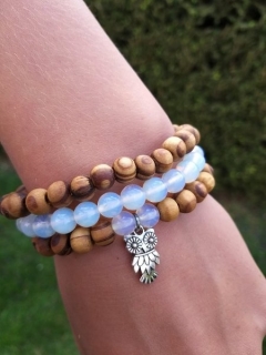 Set dřevěných náramků s měsíčním kamenem > varianta PÁNSKÁ, DÁMSKÁ, DĚTSKÁ