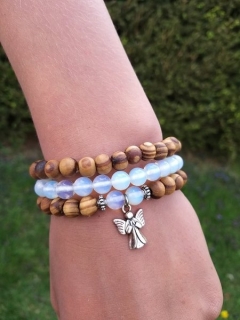 Set dřevěných náramků s měsíčním kamenem > varianta Pánská, dámská, dětská