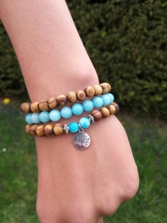 Set dřevěných náramků s amazonitem > varianta pánská, dámská, dětská