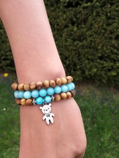 Set dřevěných náramků s amazonitem > varianta pánská, dámská, dětská