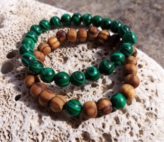 Pár malachitu se dřevem > varianta PÁNSKÁ, DÁMSKÁ, DĚTSKÁ